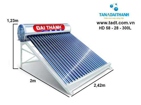 Máy nước nóng năng lượng mặt trời ĐẠI THÀNH 300 lít - f58